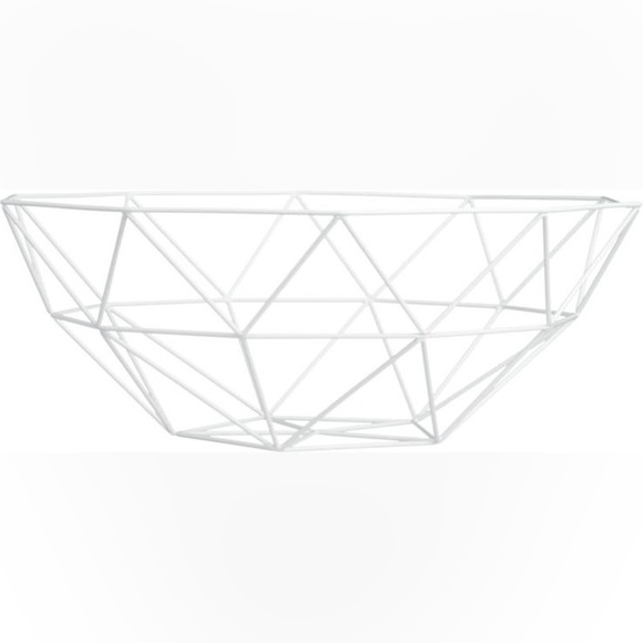 CB2 modern white powder coated metal geodesic bowl basket bin table accessory - Picture 4 of 4